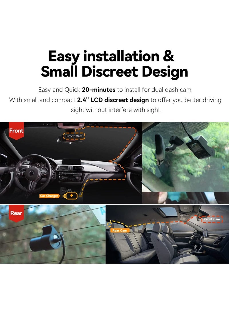ddpai - Dash Cam Front and Rear Built in WiFi GPS, Car Camera Front 3K/1944P and Rear 1080P, Dual Dash Camera for Cars with Sony IMX 335 Sensor, 2.4" Display, Night Vision,Parking Monitor, Z40 Dual GPS - Image 1