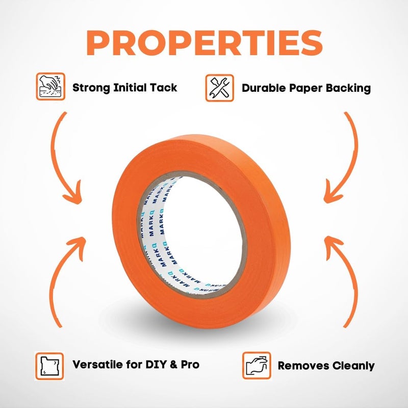MARKQ Masking Tape 1 Inch x 20 Yards - Orange Painter’s Tape for Painting, Crafts, Labeling, DIY Projects & Home Improvement - Easy Removal, Strong Adhesion, No Residue (1 Pack) - Image 3
