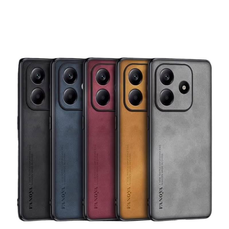 LS غطاء واقي بملمس جلد لـ Redmi Note 14 مع مقاومة الصدمات ومقاومة السقوط مع مقاومة الصدمات مع مقاومة بصمات الأصابع مع مقاومة الخدوش باللون Silver مقاوم للصدمات مقاوم للخدش باللون الف. - Image 1