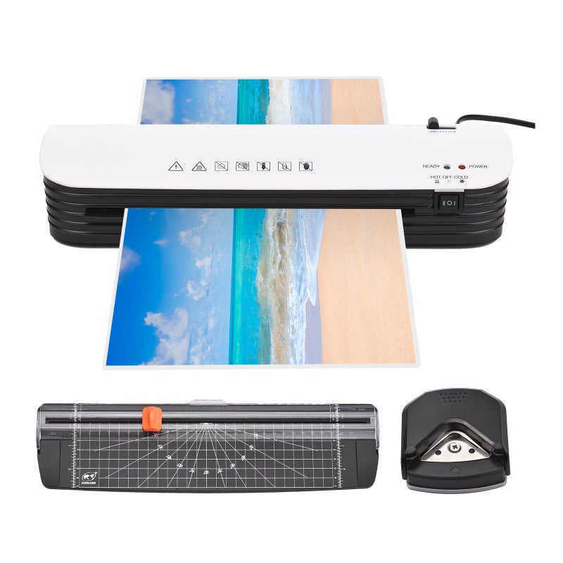 Thermal Laminator Desktop A4 Laminator Machine with Laminating Paper Cutter Corner Rounder Automatic Laminator Paper Trimmer for Home School Office - Image 1