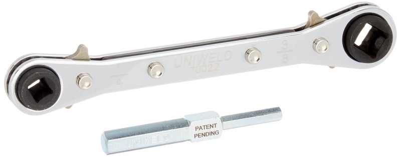 Uniweld 70022 Reversible Ratchet Wrench with DHVA Dual Hex Wrench Adaptor, Silver - Image 1