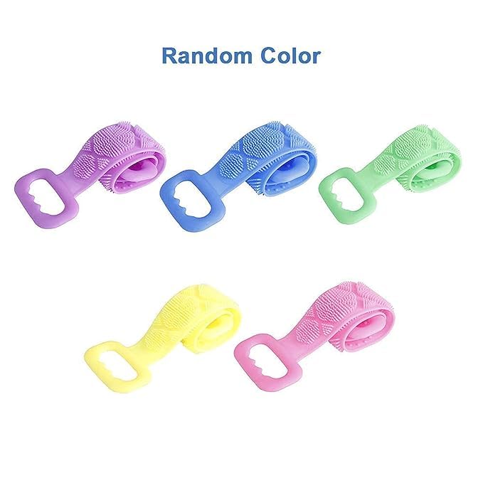 Botash double sided silicone shower bath belt back scrubber brush for bathing for women with long handle scrubber belt for body cleaning Massage Dead Skin Removal Exfoliating Belt(1pcss/multicolour) - Image 5