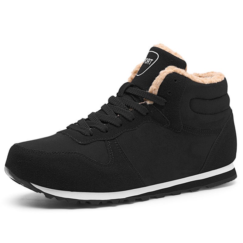 Old Man's Shoes Old Beijing Cotton Shoes Handmade Rubber Sole Cotton Shoes Men's Slip-on Fleece-lined Warm Cotton Boots - Image 1