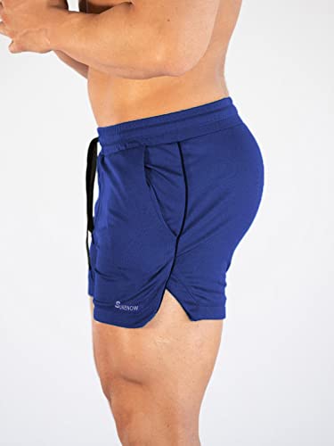 Surenow Mens Running Gym Shorts 3 Inch Breathable Lightweight Athletic Sport Shorts Training Workout Shorts with Pockets (Bright Blue, Large) - Image 2