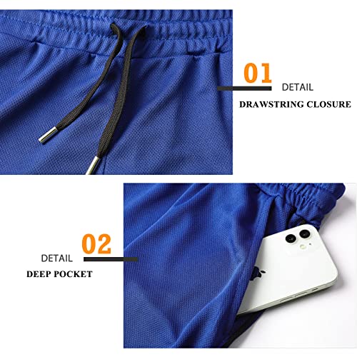 Surenow Mens Running Gym Shorts 3 Inch Breathable Lightweight Athletic Sport Shorts Training Workout Shorts with Pockets (Bright Blue, Large) - Image 4