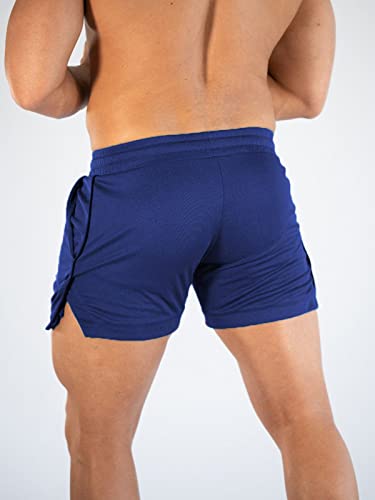 Surenow Mens Running Gym Shorts 3 Inch Breathable Lightweight Athletic Sport Shorts Training Workout Shorts with Pockets (Bright Blue, Large) - Image 3
