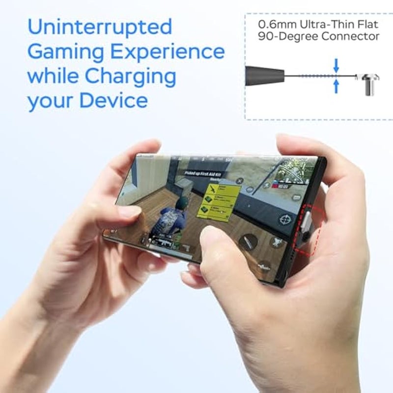 أنكوفو دبليوندا كيبل شحن USB C، 60 واط 5 قدم، منفذ C مسطح 90 درجة، نقل بيانات عالي السرعة متوافق مع سامسونج S23/S22/S21، ايفون 15 برو/برو ماكس، ماك بوك اير/برو، الخ. - Image 2
