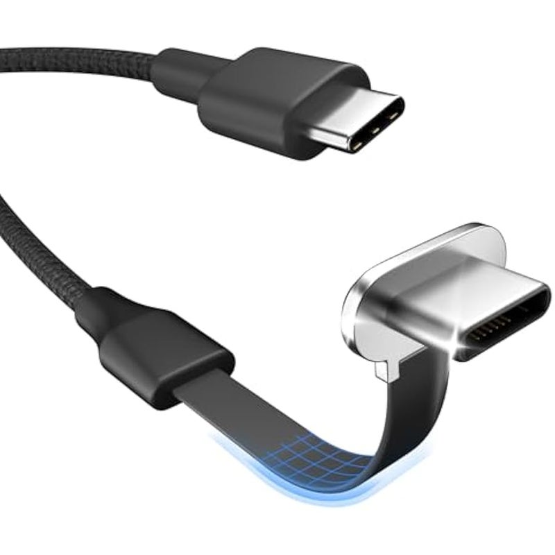 أنكوفو دبليوندا كيبل شحن USB C، 60 واط 5 قدم، منفذ C مسطح 90 درجة، نقل بيانات عالي السرعة متوافق مع سامسونج S23/S22/S21، ايفون 15 برو/برو ماكس، ماك بوك اير/برو، الخ. - Image 1