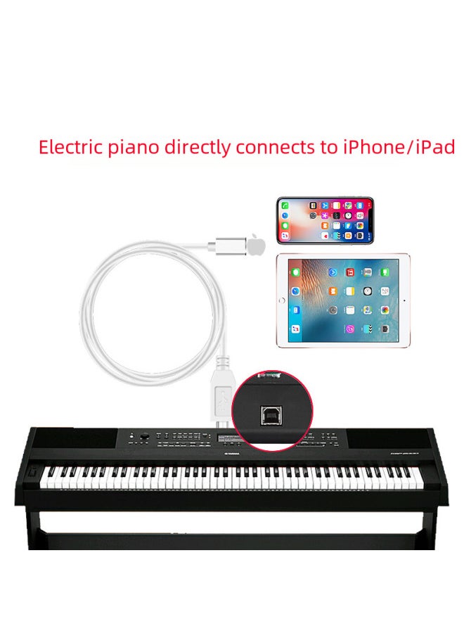 Generic Lightining System Electronic Piano Adapter Cable 1.5 Instrument Mlightning Interface OTG Sound Card Cable-Model:Black 100cm  - Image 3