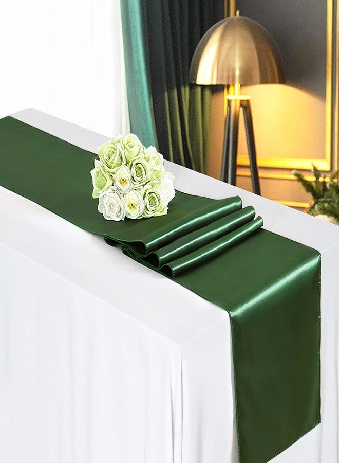 LuoluoHouse 5 Pack Forest Green Table Runner 12 x 108 Inches Long Smooth Satin Silk Forest Green Table Runners for New Year Party Valentine's Day Birthday Wedding Banquet - Image 2