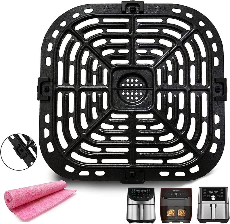 HQT Air Fryer Grill Plate for Instant Pot Vortex Plus 6 in 1 6 QT XL Air Fryers Upgraded Air Fryer Grill Pan Crisper Tray Replacement Parts with Rubber Feet for Instants NonStick Dishwasher Safe