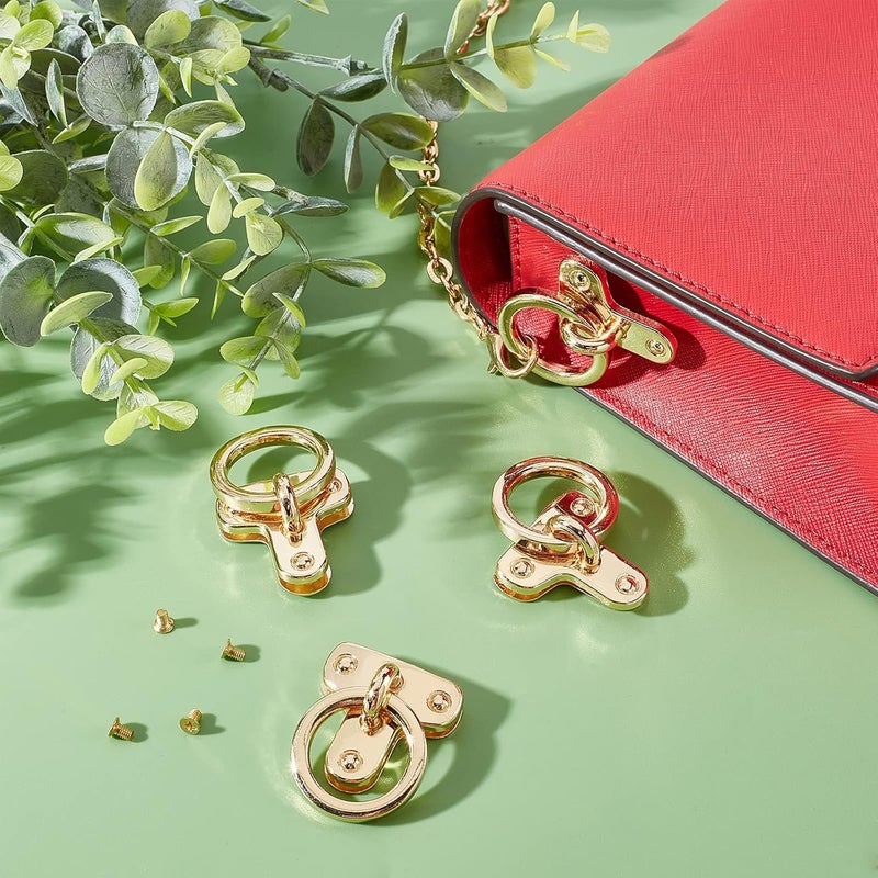 klarako 4 Sets Rotatable Button Studs Rivet, O-Ring Flat Button Screwback Nail Rivet Gold Purse Suspension Clasp Handbag Chain Connector Clip Buckles Hardware DIY Leather Craft Belts Strap Accessories - Image 5