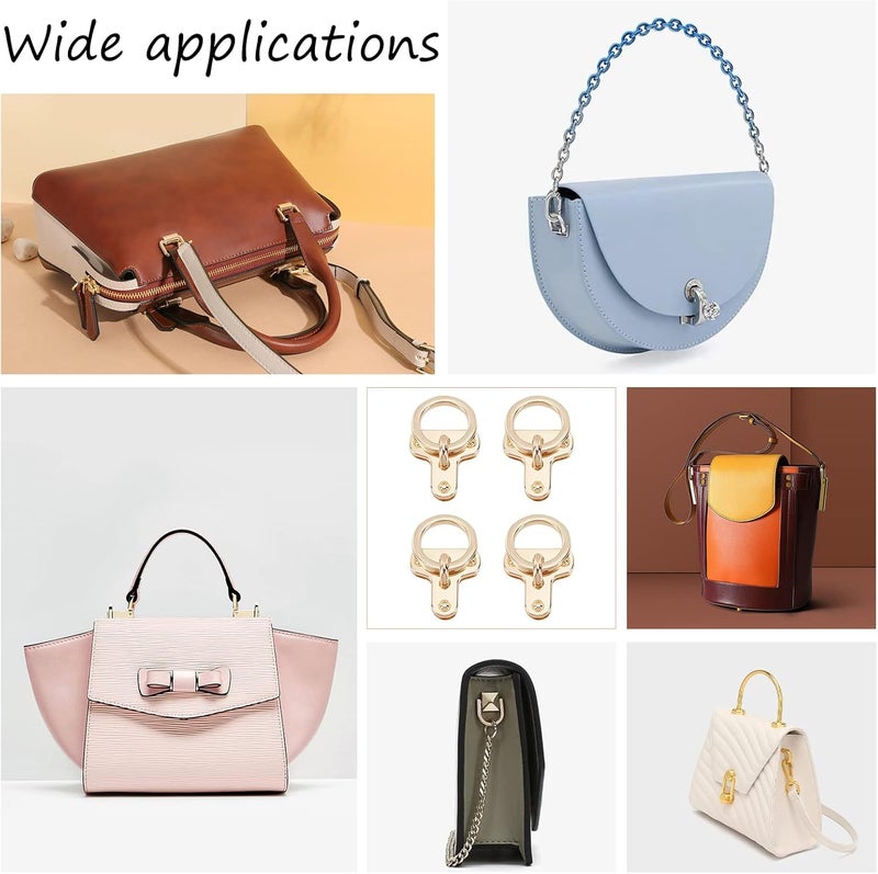 klarako 4 Sets Rotatable Button Studs Rivet, O-Ring Flat Button Screwback Nail Rivet Gold Purse Suspension Clasp Handbag Chain Connector Clip Buckles Hardware DIY Leather Craft Belts Strap Accessories - Image 4