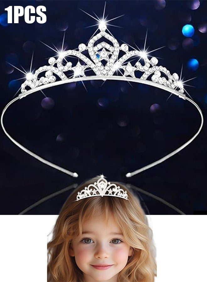 Happy D Girls Crystal Tiara Crown Silver Children Princess Crown for Birthday Party Rhinestones Headbands Bride Wedding Headpieces for Girls and Kids - Image 1