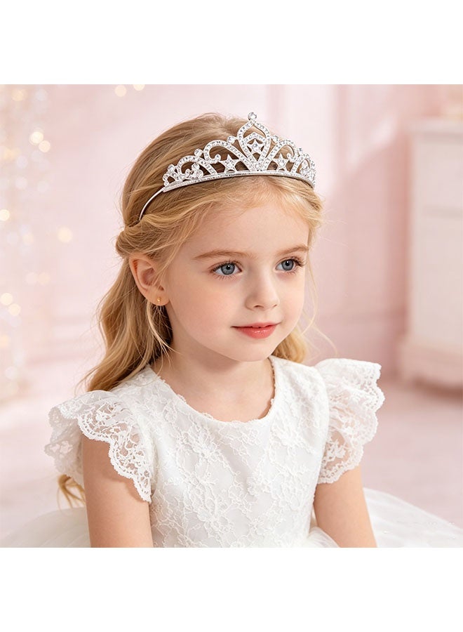Happy D Girls Crystal Tiara Crown Silver Children Princess Crown for Birthday Party Rhinestones Headbands Bride Wedding Headpieces for Girls and Kids - Image 3
