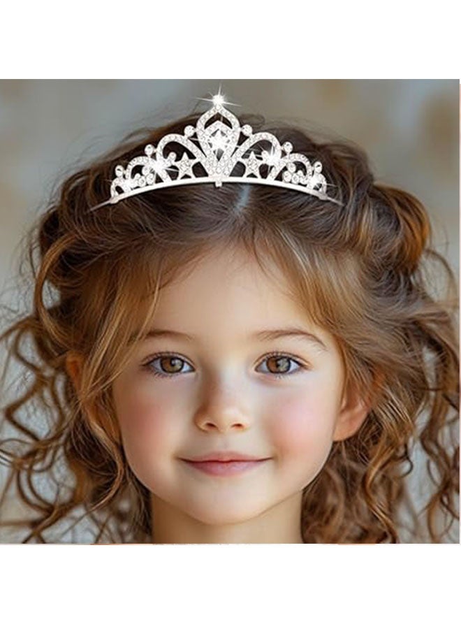 Happy D Girls Crystal Tiara Crown Silver Children Princess Crown for Birthday Party Rhinestones Headbands Bride Wedding Headpieces for Girls and Kids - Image 5