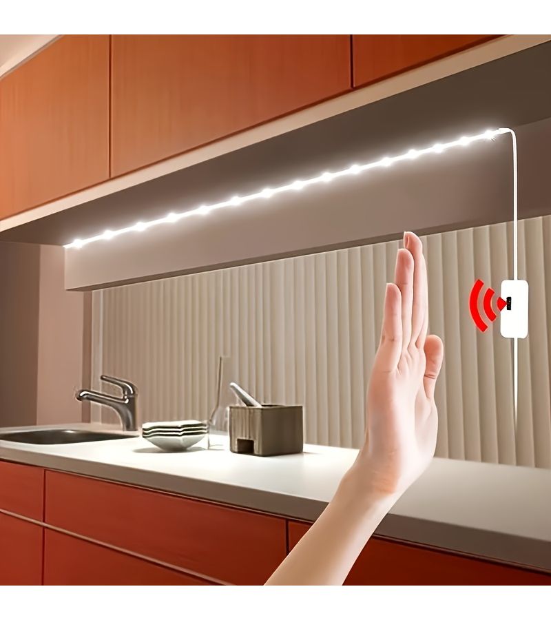 USB Powered LED Kitchen Backlight Bar Motion Sensor Wave Switch Control Double Sided Tape Cool White 393 7 Inch Under Cabinet Lighting For TV Appliance - Image 1