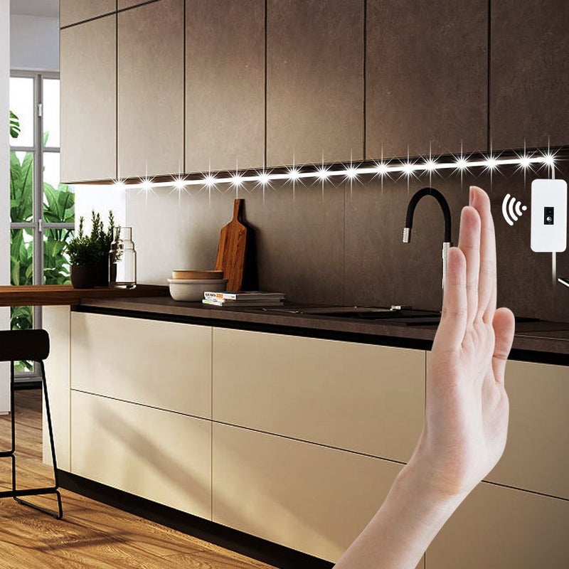 USB Powered LED Kitchen Backlight Bar Motion Sensor Wave Switch Control Double Sided Tape Cool White 393 7 Inch Under Cabinet Lighting For TV Appliance - Image 5