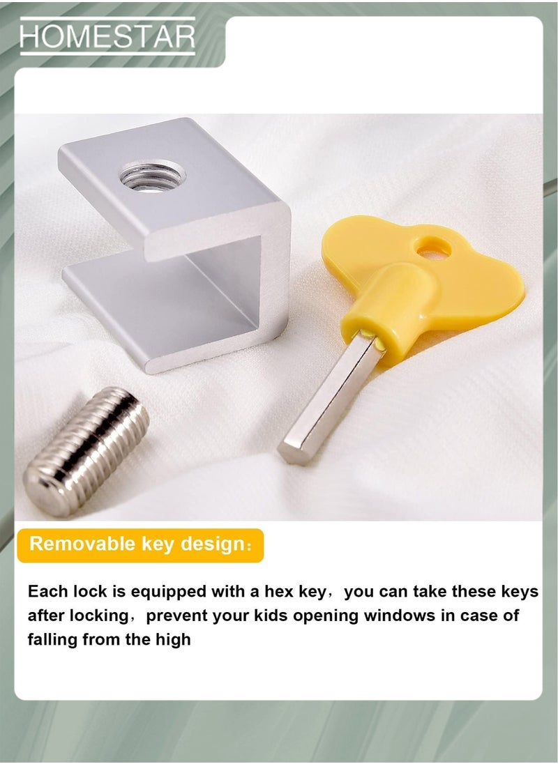 HOMESTAR 2-Piece Sliding Window Locks Window Door Frame Locks Adjustable Aluminum Alloy Window Frame Lock with Key for Home and Office Supplies  - Image 3