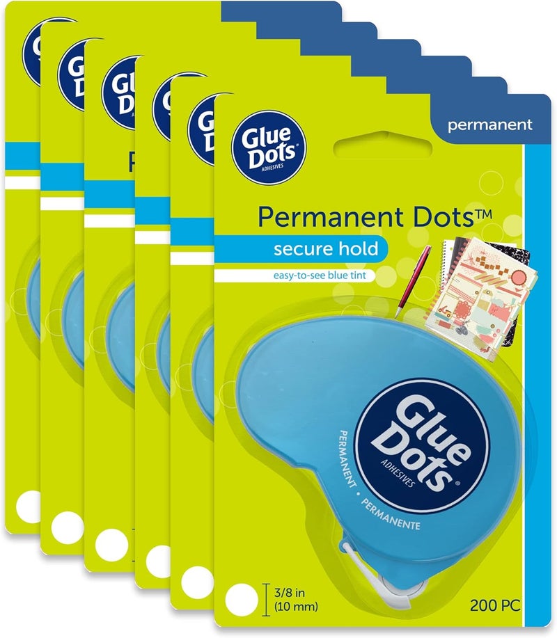 Glue Dots 6-Ct. Dot N' Go Dispenser Set, 200 (.375'') Permanent Dots Each (11346) - Image 1