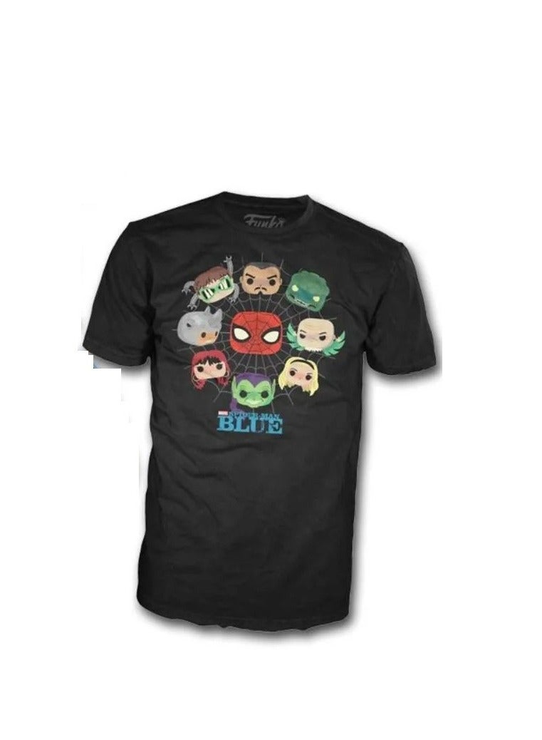 Funko Spider-Man black t-shirt with multiple Pop-style character 3XL