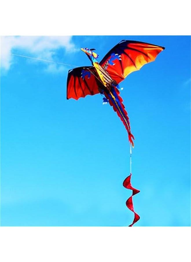 Generic - 3D Dragon Kite, 1000 FT Kite String with Reel, Dinosaur Kites for Kids & Adults Easy to Fly for Beginner, Large Beach Kite, with Spiral Tail - Image 1