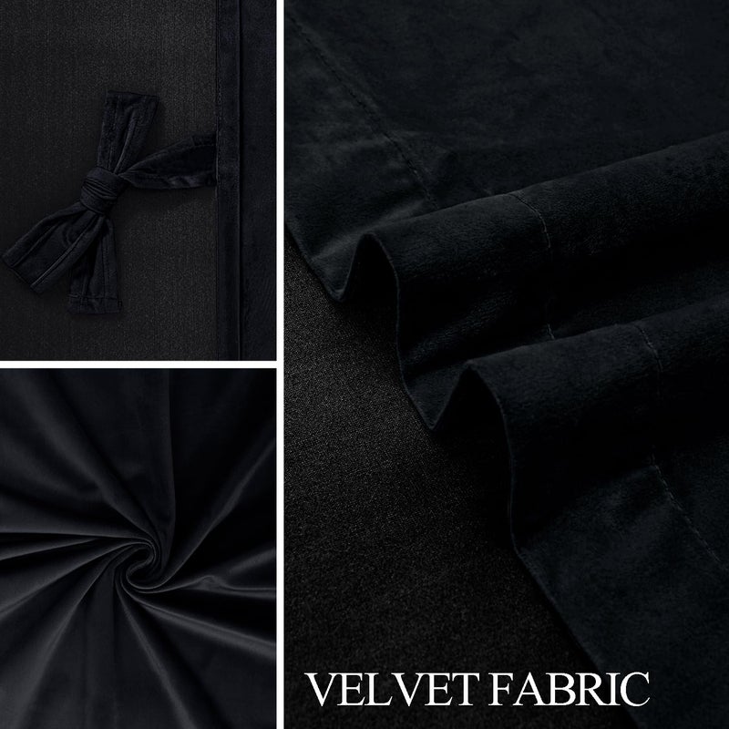 JIUZHEN Black Velvet Curtains 63 inches Blackout Curtains for Living Room - Privacy Protect Room Darkening Grommet Thick Velvet Window Drapes for Bedroom  Set of 2 with Tiebacks  42W x 63L - Image 5