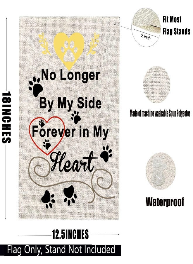 PXTIDY Pet Memorial Garden Flag No Longer By My Side Forever in My Heart Pawprints Garden Flag Lost Pet Cat Dog Bereavement Gift Memory Remembrance Gift (beige) - Image 2