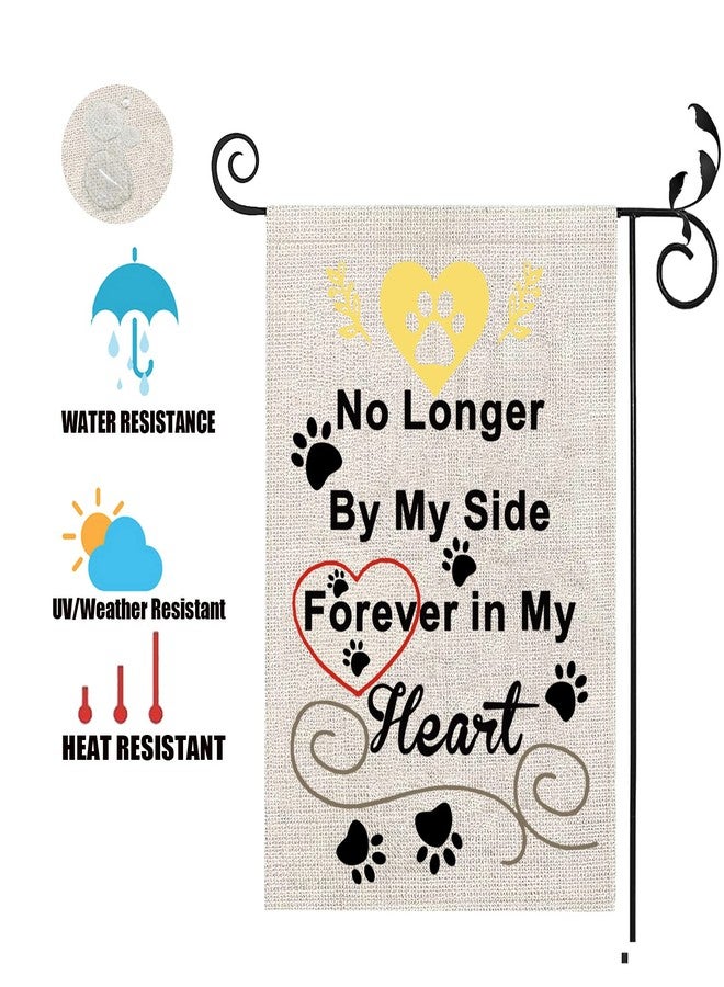 PXTIDY Pet Memorial Garden Flag No Longer By My Side Forever in My Heart Pawprints Garden Flag Lost Pet Cat Dog Bereavement Gift Memory Remembrance Gift (beige) - Image 3