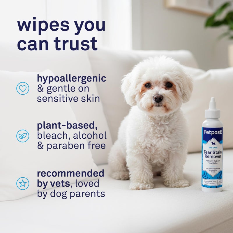 Petpost Tear Stain Remover for Dogs | 8 oz Gentle Dog Eye Cleaner Solution | Safe Dog Tear Stain Remover for White Fur & Light-Coated Breeds | Bleach Free - Image 4