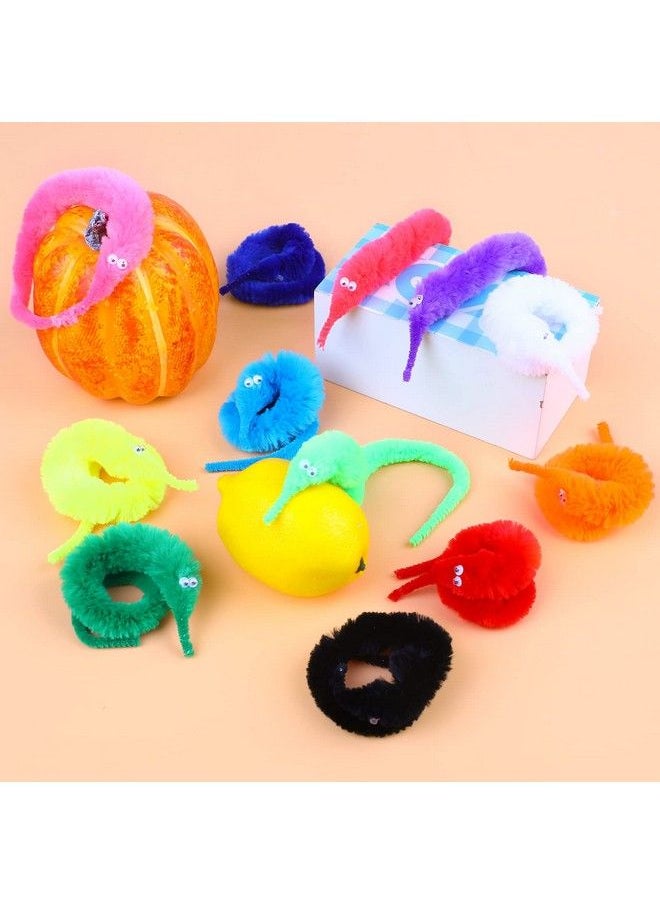 CCINEE - 48 Pcs Magic Twisty Worm Wiggly Twisty Fuzzy Worms On A String Magic Worm Toys For Kid Cat Party Favors 12Colors - Image 1