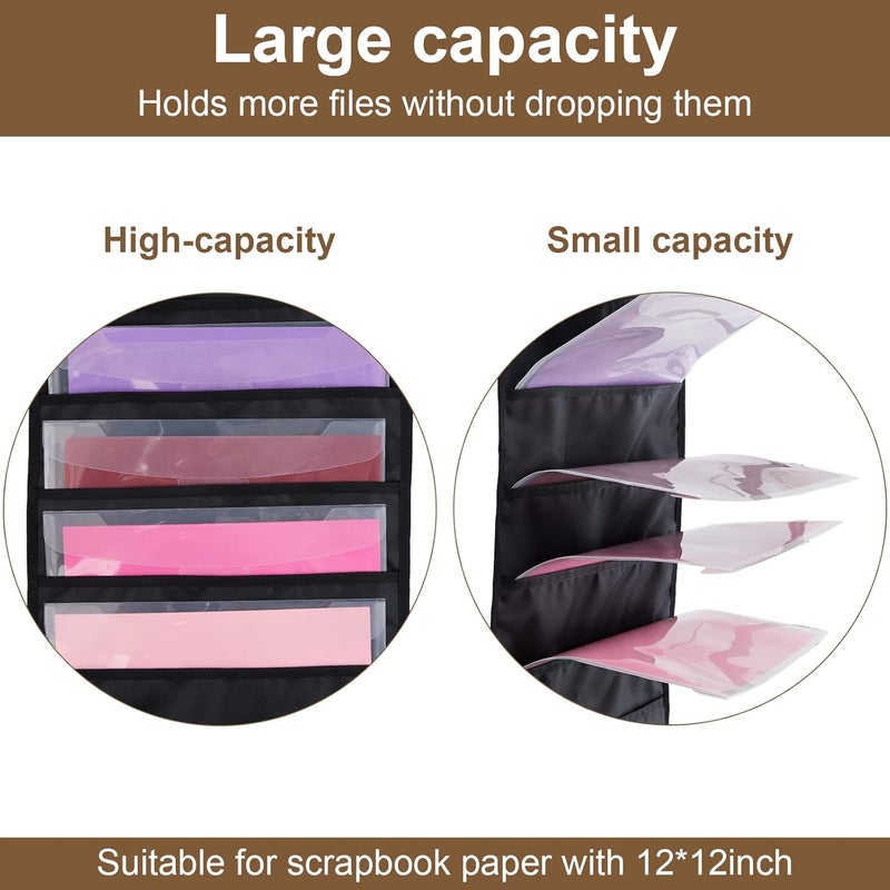 Henoyso 12 x 12 Inch Paper Storage Scrapbook Paper Storage Hanging Wall File Organizer with Door Hangers Paper Storage Organizer for Office Cardstock, Craft Paper (4 Pieces) - Image 3