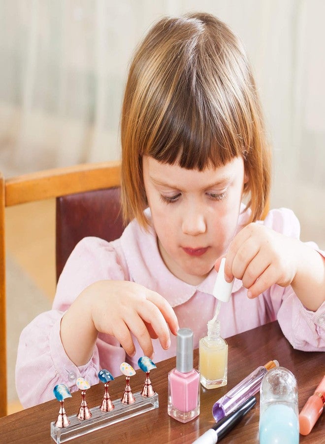 Blulu 2 Sets Nail Stand for Press on Acrylic Nails Display Practice Magnetic Fake Nail Holder for Painting Nails for False Fingernail Manicure Tool Home DIY Salon Supplies(Rose Gold) - Image 5