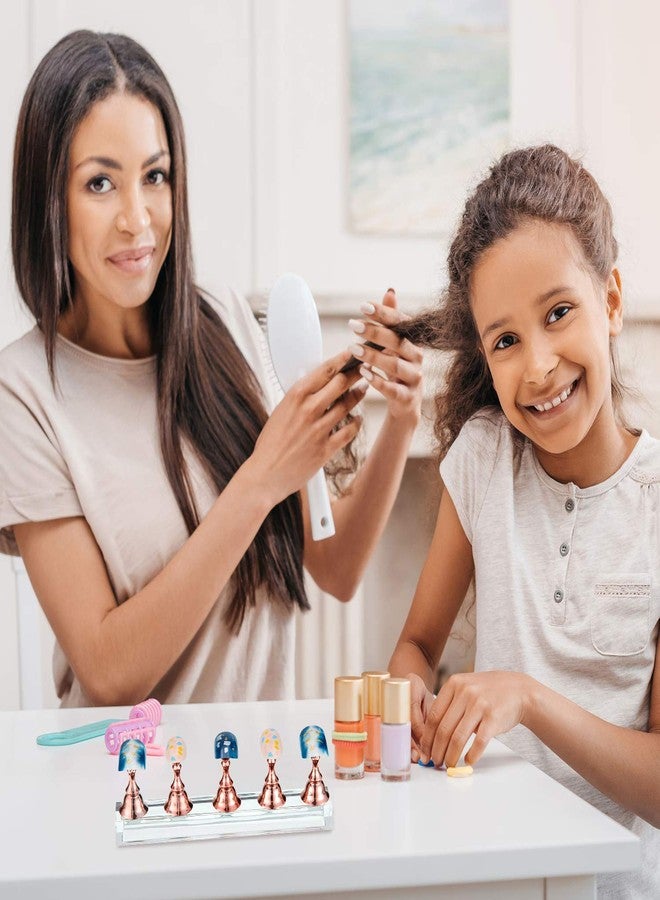 Blulu 2 Sets Nail Stand for Press on Acrylic Nails Display Practice Magnetic Fake Nail Holder for Painting Nails for False Fingernail Manicure Tool Home DIY Salon Supplies(Rose Gold) - Image 4