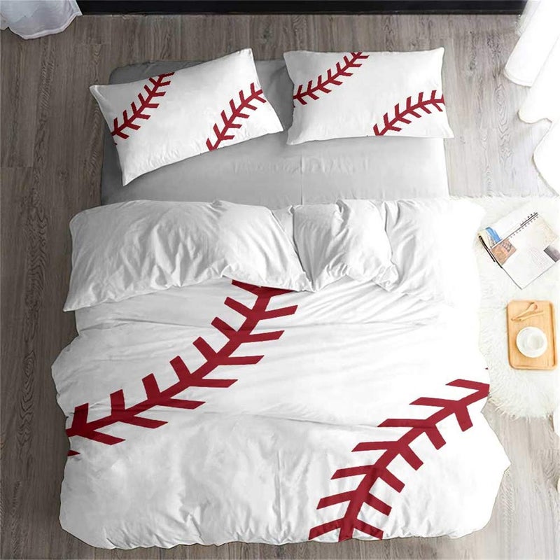 LanS Precise Baseball Sport Series Duvet Cover Bedding Set 34 Piece Set Duvet Cover  2 Pillowcases  Sheets HealthSoftcolourfast IFull200x229cm