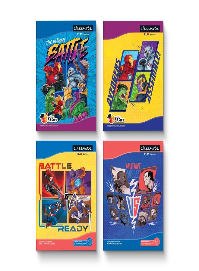كلاسميت سلسلة Classmate Play | دفتر ملاحظات Avengers 3 في 1 بغلاف قلاب | بدون سطور، 160 صفحة، 240 مم × 180 مم، عبوة من 4 دفاتر، دفتر ملاحظات Marvel، دفتر ملاحظات Avengers، مجموعة دفاتر ملاحظات - Image 3