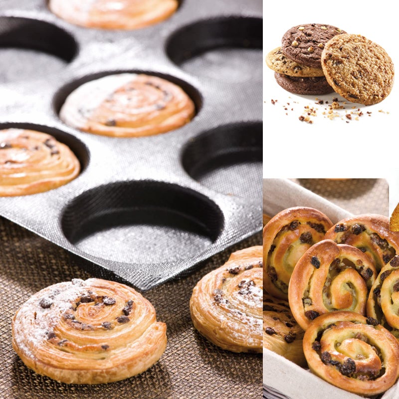Fetesur Silicone Hamburger Bun Pan  Silicone Perforated Hamburger Bun Mold  Chocolate Chip Coookies Mold  Non-Stick Baking Pan For Making Buns  Mesh Baking Sheets - Image 4