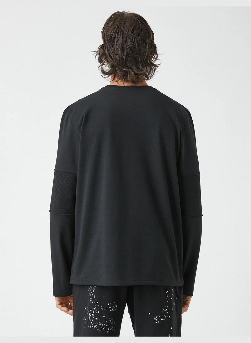 KOTON Crew Neck Patched Sweatshirt