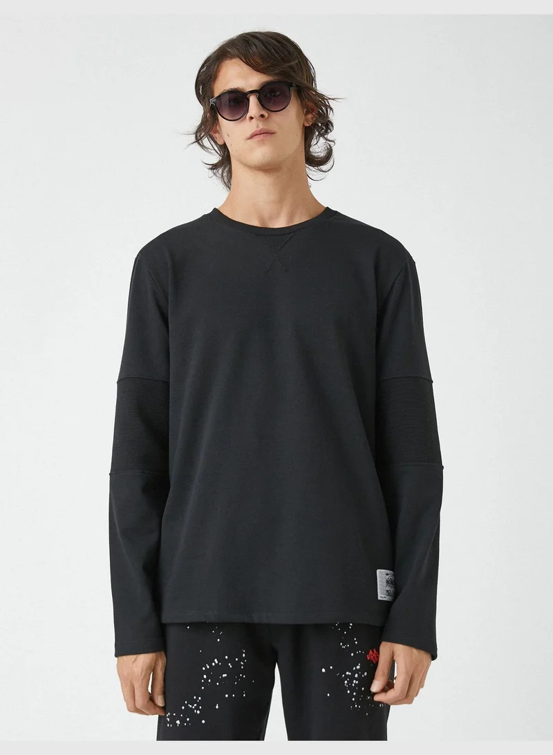KOTON Crew Neck Patched Sweatshirt