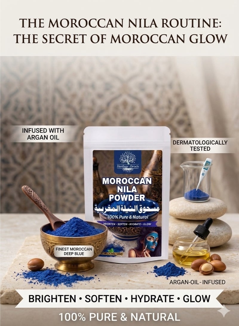 Heritage Xtracts Moroccan Nila Powder 100gm - 100% Natural Skin Brightening, Acne Treatment, Dark Spot Reduction & Even Skin Tone, Promotes Healthy Glow - Image 2