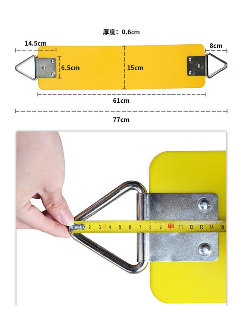 Yellow Swing Seat, 77x15cm Yard Equipment, Metal Triangle Ring For Kids And Adults (Weight Limit 113kg/250lbs)  - Image 2