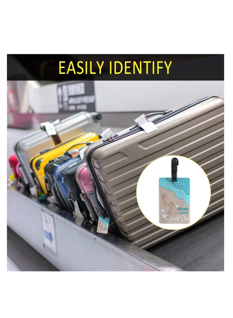 Luggage Tag, Waterproof ID Tag Multicolor Aircraft Suitcase Identification Tag with Loop PVC Baggage Handbag Tag Unique Beach Series Travel Labels Identify for Travelers with Buckles, 8 Styles - Image 5