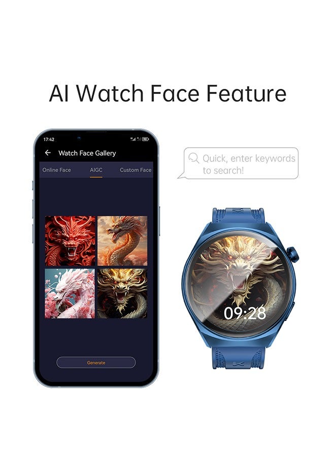 KUMI GW6 Sports Smartwatch AMOLED Display Yoga Exercise 100 Sports Detection Maps Navigation Smart Bracelet Blue - Image 5