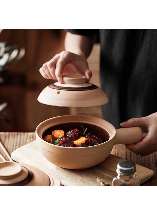 Bw Ceramic Casserole Pot For Claypot Rice, Home Use Small Pot, Gas Stove Or Open Flame Compatible, Single Handle Heat-resistant, 1.15l Large Capacity - Image 2