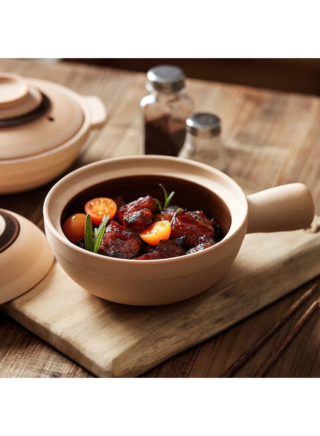 Bw Ceramic Casserole Pot For Claypot Rice, Home Use Small Pot, Gas Stove Or Open Flame Compatible, Single Handle Heat-resistant, 1.15l Large Capacity - Image 3