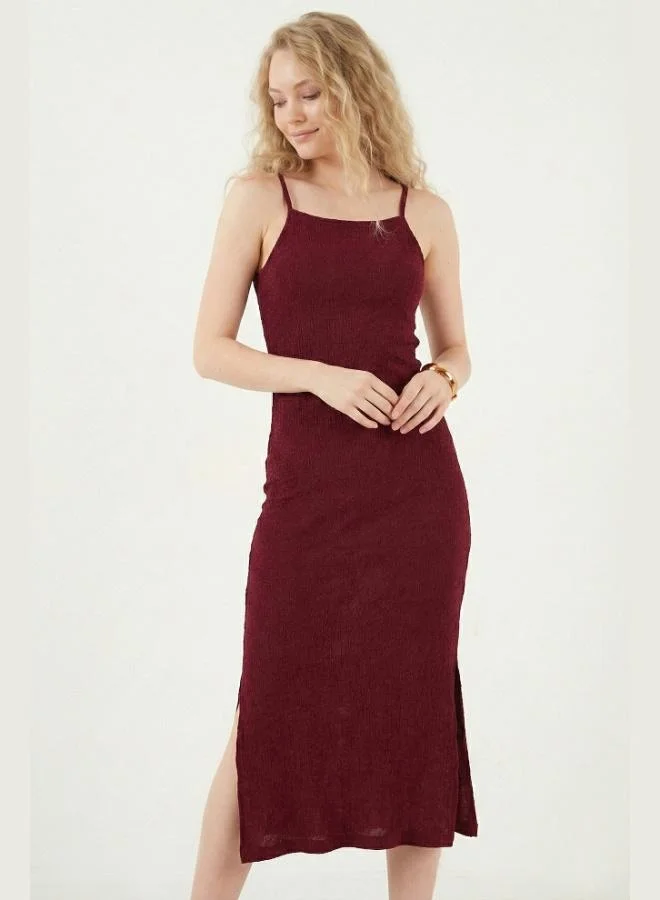 Lela  Lela Strappy Fitted Midi Dress with Slit for Women DRESS 5865573 for Women | Best Price UAE