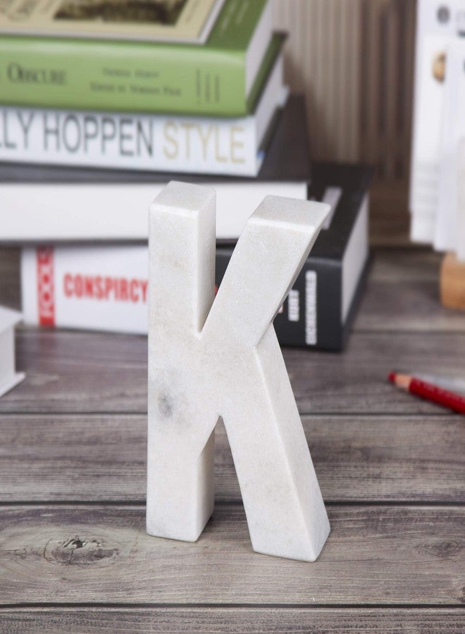 Creative Home Natural Marble Stone Letter K Bookends Paper Weight Office Shelf Organizer Table Top Decorative Piece, 4" W x 5.9" H, 1.5" D, Off-White - Image 5