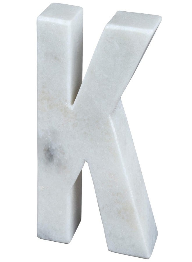 Creative Home Natural Marble Stone Letter K Bookends Paper Weight Office Shelf Organizer Table Top Decorative Piece, 4" W x 5.9" H, 1.5" D, Off-White - Image 1