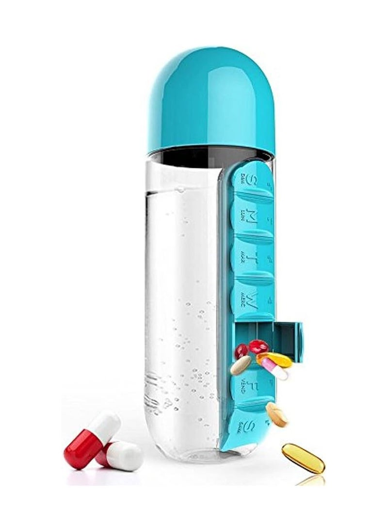 Generic 2-in-1 Portable Water Bottle with 7-Day Pill Organizer  - Image 1