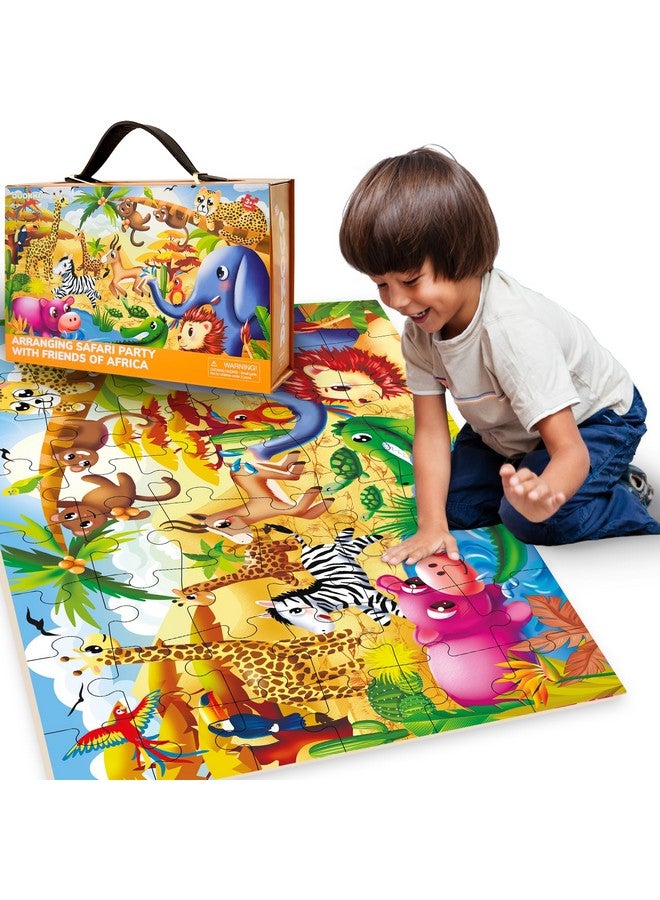 كوكا ألغاز أرضية عملاقة من QUOKKA للأطفال من سن 3 إلى 5 سنوات - ألغاز مكونة من 48 قطعة بمقاس 2 × 3 أقدام للأطفال من سن 4 إلى 8 سنوات - ألعاب تعليمية على ألغاز كبيرة للأولاد والبنات من سن 3 إلى 5 سنوات - أنشطة هدايا ألعاب أفريقيا - Image 1